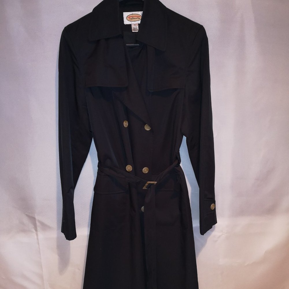 Talbots Ladies Black Fully Lined Button Closure Trench Coat